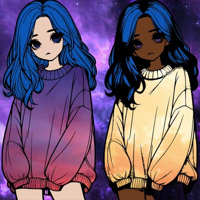 realistic girl with baggy sweater