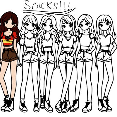 a group of girls wearing crop tops and shorts