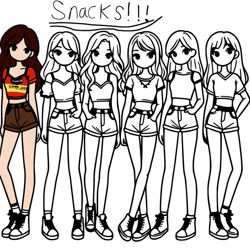 a group of girls wearing crop tops and shorts