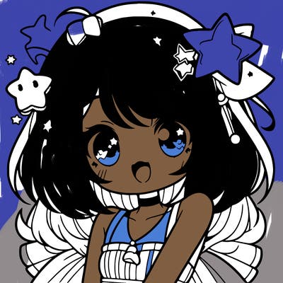 cute anime girl with star accessories