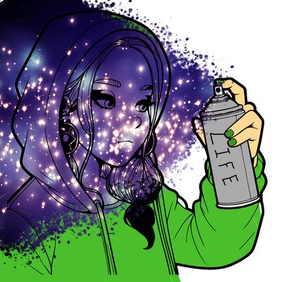 a realistic girl, spray painting