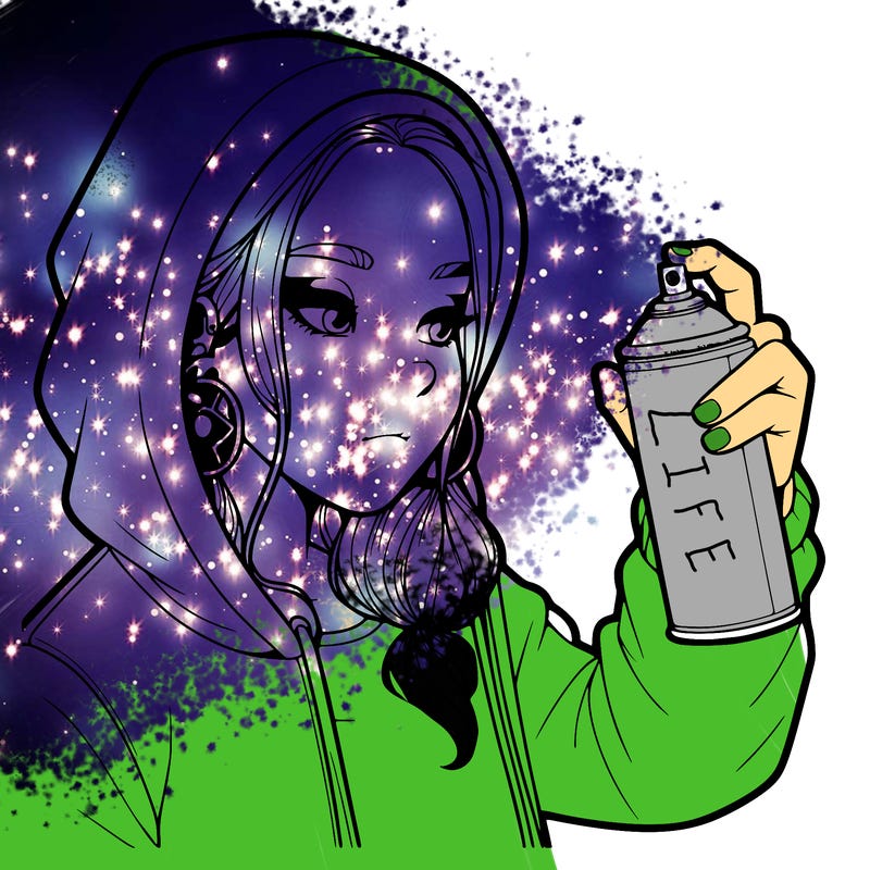 a realistic girl, spray painting