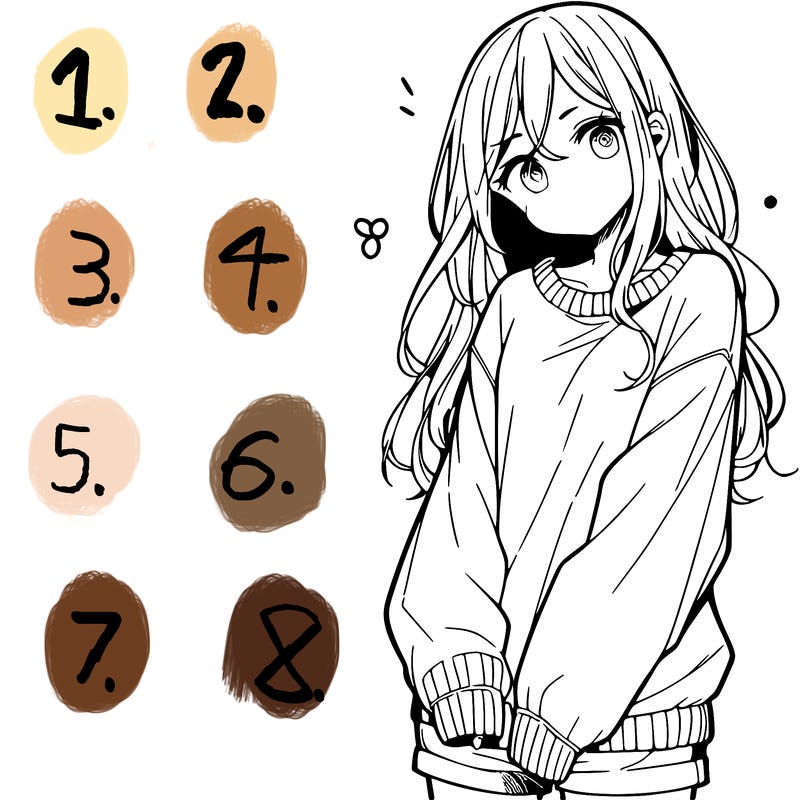 manga teen girl  in a sweater and baggy pants