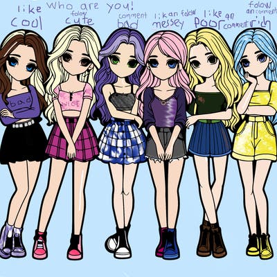 a group of girls realistic