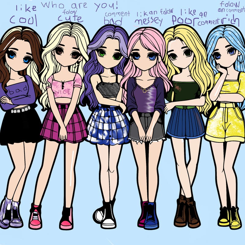 a group of girls realistic