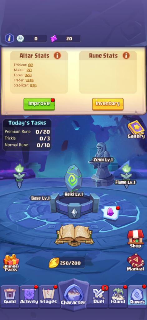 Rage Mage - Rage Mage game interface showing the runes and altar statistics