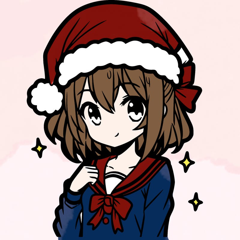 anime girl wearing a santa hat
