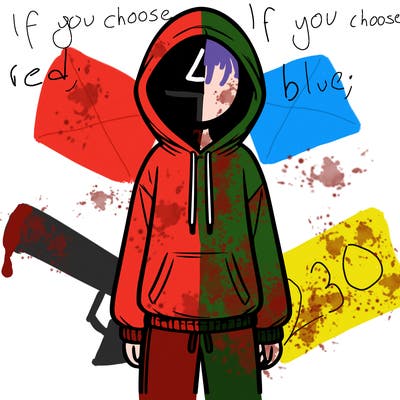 faceless girl in a tracksuit with a hood on and no hair