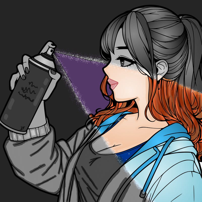 a realistic girl spray, painting