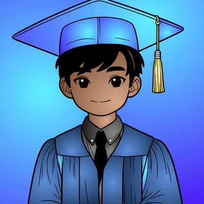asian person graduating from school realistic