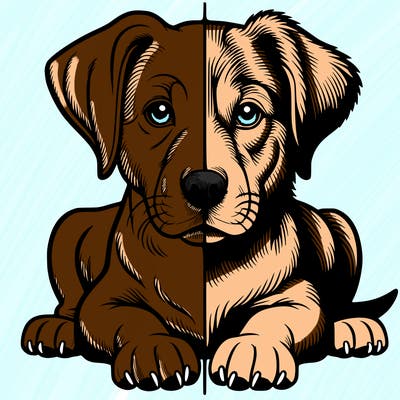 realistic dog split picture