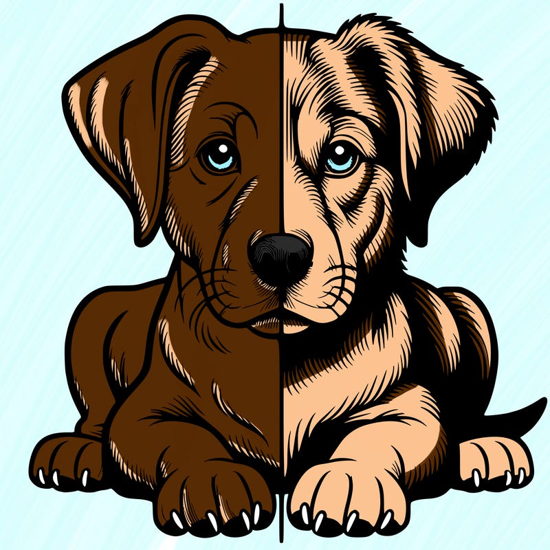 realistic dog split picture