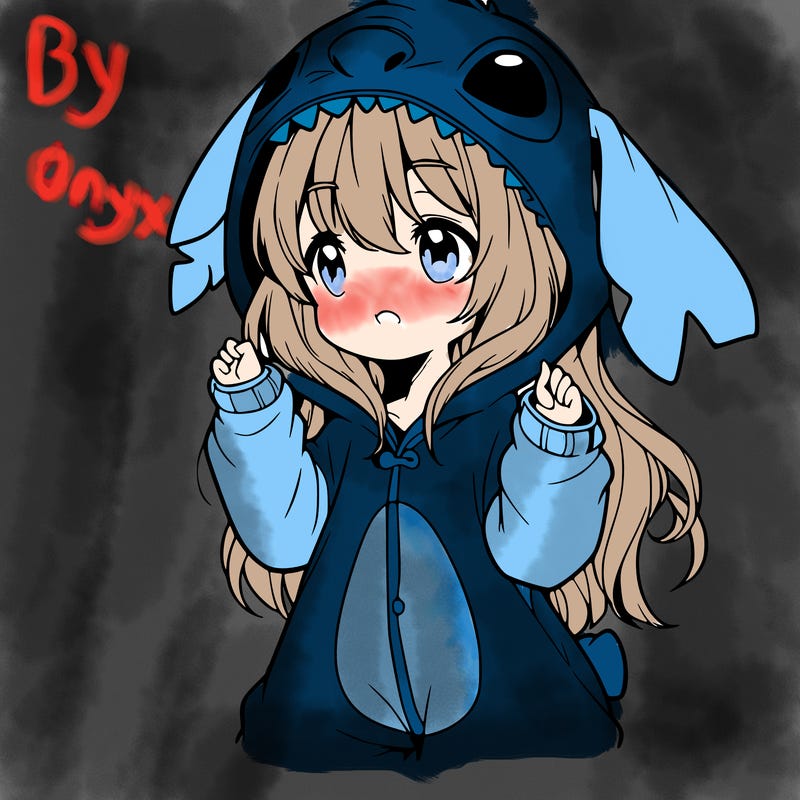 anime girl in a stitch onsie