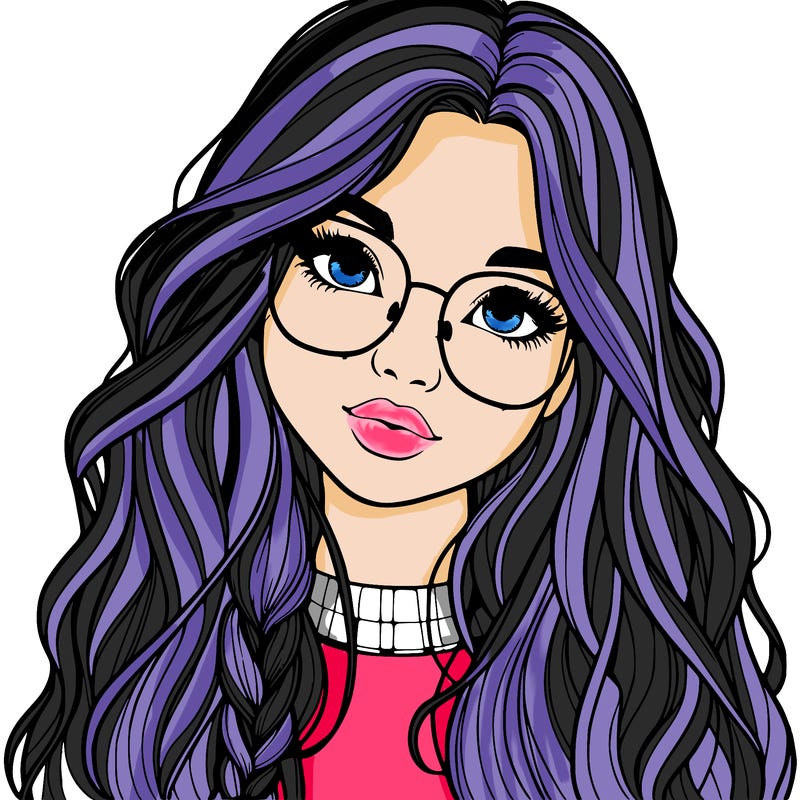 girl with long hair and freckles and glasses realistic