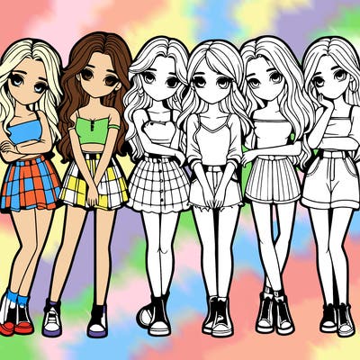 a group of girls realistic