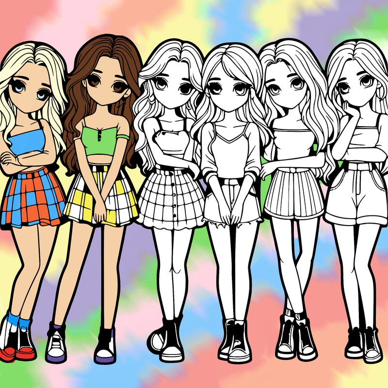 a group of girls realistic