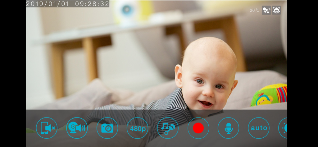 mydlink Lite - Feed video live del baby monitor nell'interfaccia dell'app mydlink Lite