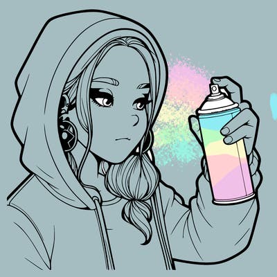 a realistic girl, spray painting