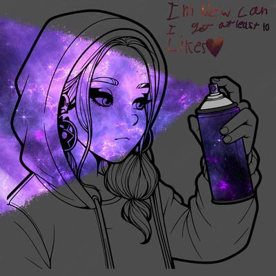 a realistic girl, spray painting