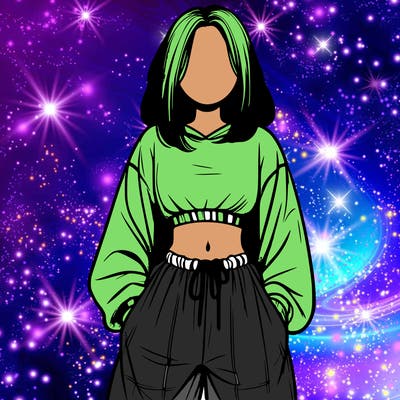 realistic girl faceless with baggy pants and a crop top