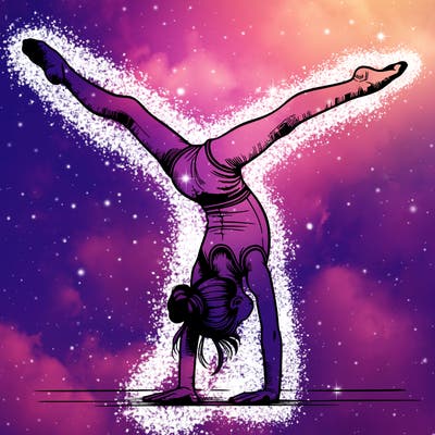 realistic gymnastic hand stand girl in four splits