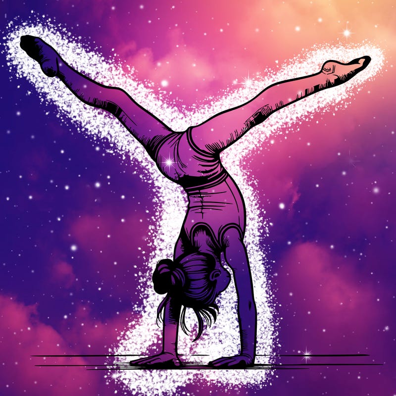 realistic gymnastic hand stand girl in four splits