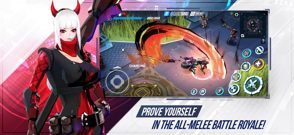 Top down melee combat gameplay in OVERDOX battle royale mobile game