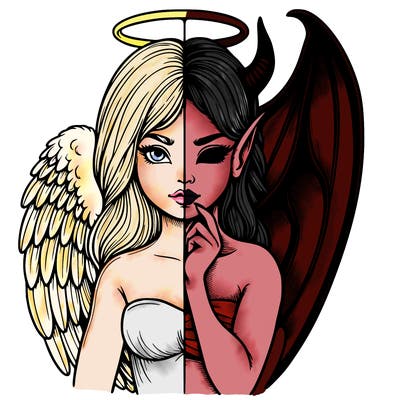 realistic angel half demon