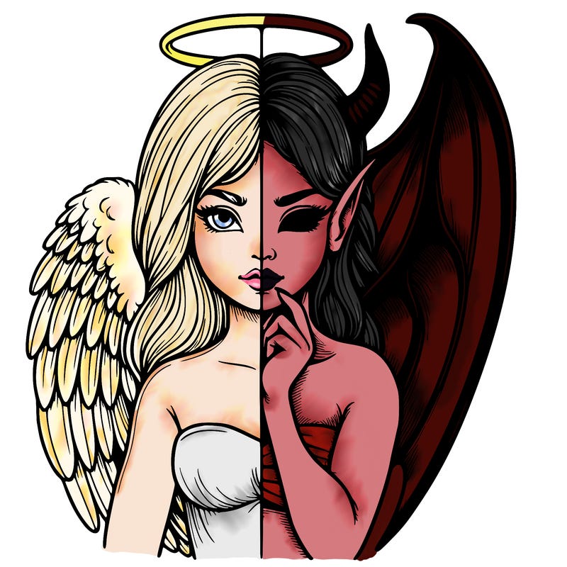 realistic angel half demon