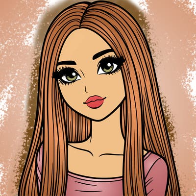 realistic girl with straight and long hair