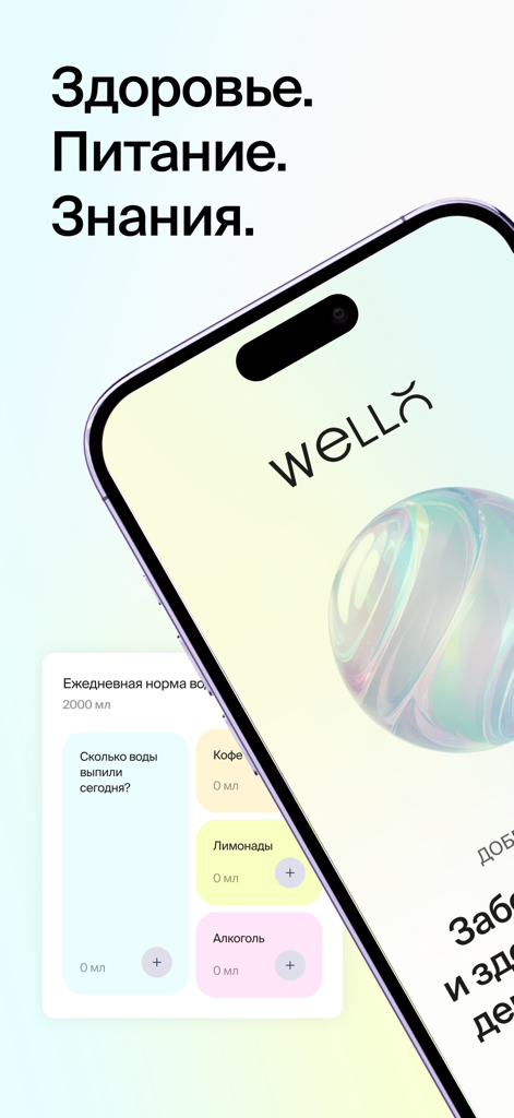 WellO AI - Interfaccia dell'app di benessere WellO AI che mostra il monitoraggio dell'assunzione di acqua e le funzionalità di benessere