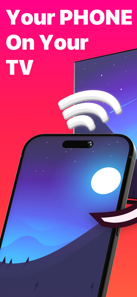 Replica・Screen Mirroring・Cast - Replica 앱을 사용하여 iPhone 화면을 TV 디스플레이로 무선으로 미러링하는 모습