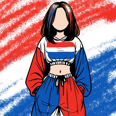 realistic girl faceless with baggy pants and a crop top