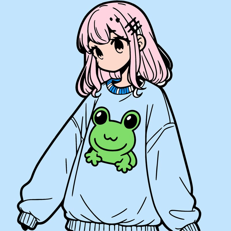 girl wearing frogging sweatshirt