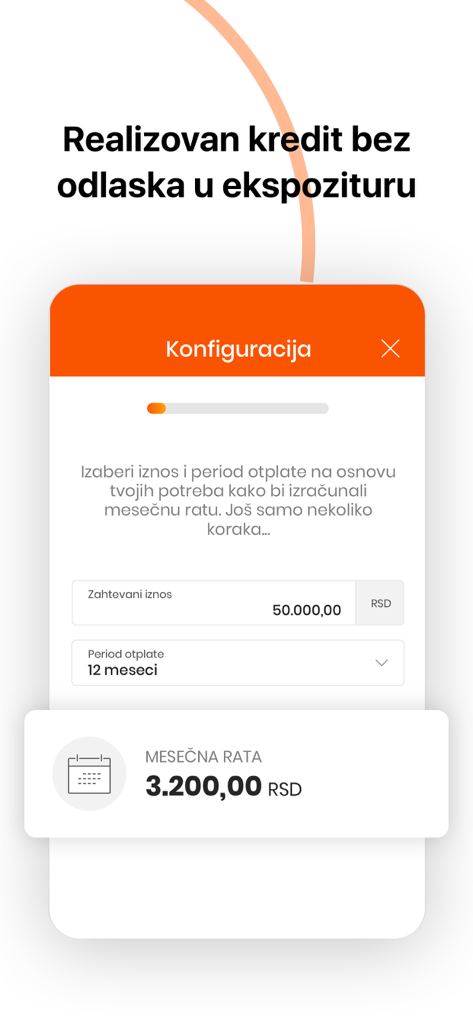 Cash loan configuration screen in the Banca Intesa Mobi app