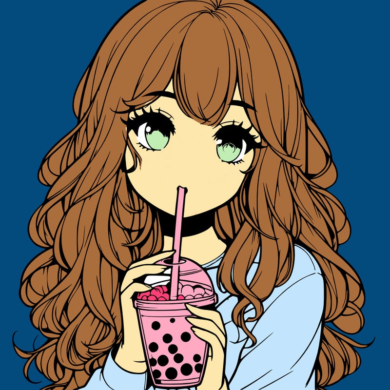 realistic girl drink a boba
