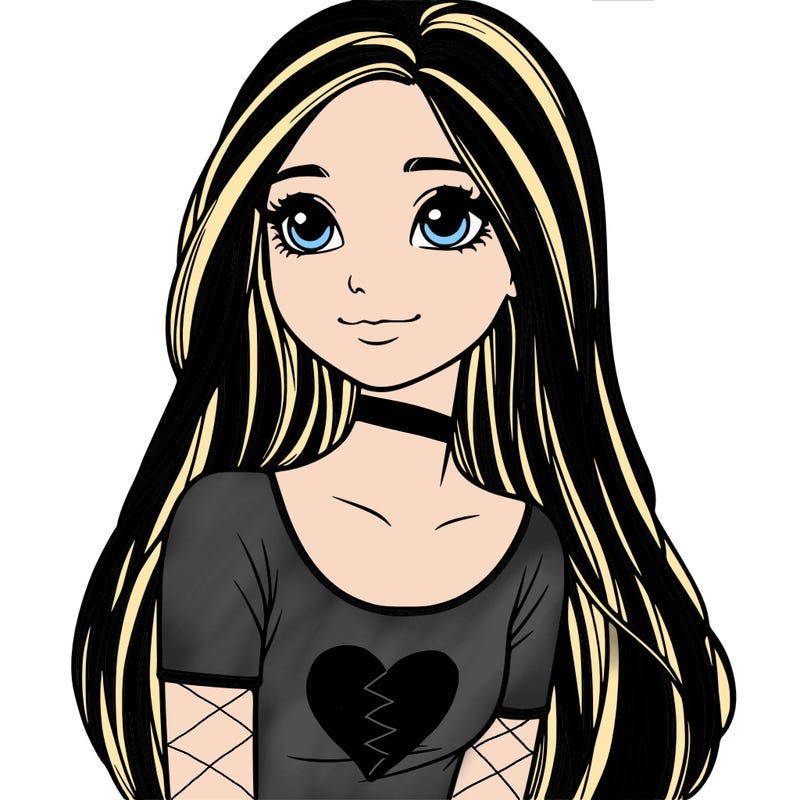 realistic girl with long hair