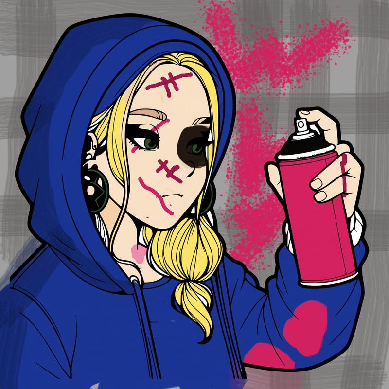 a realistic girl, spray painting