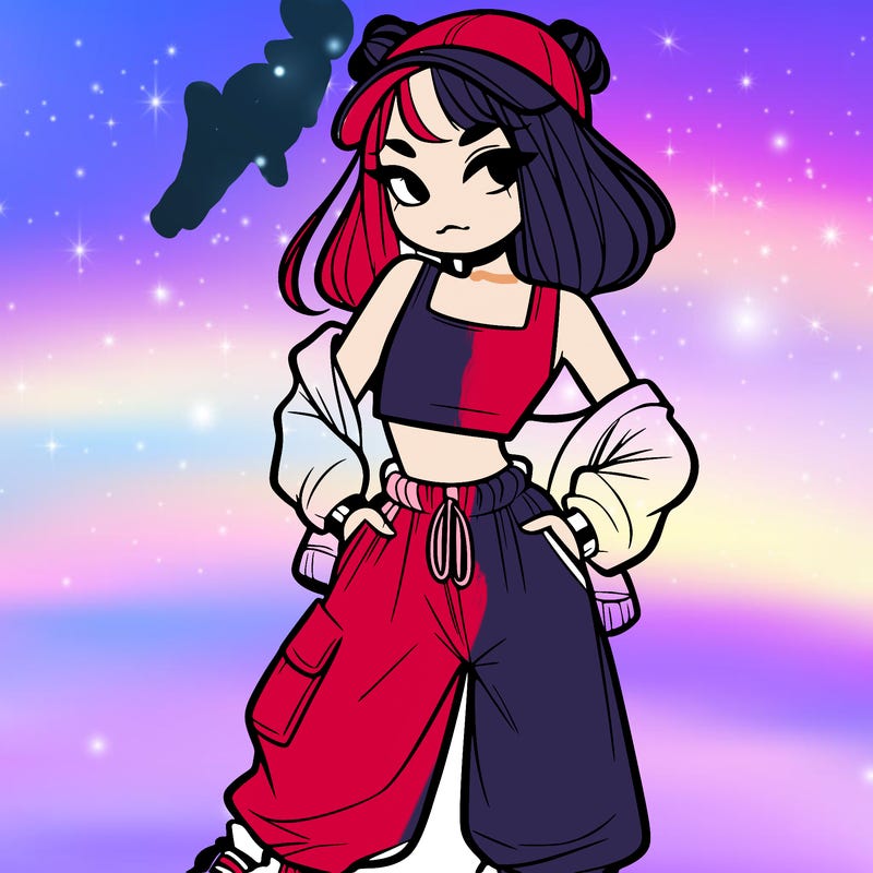 girl in crop top and baggy pants