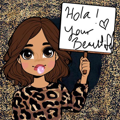 realistic girl holding up a sign