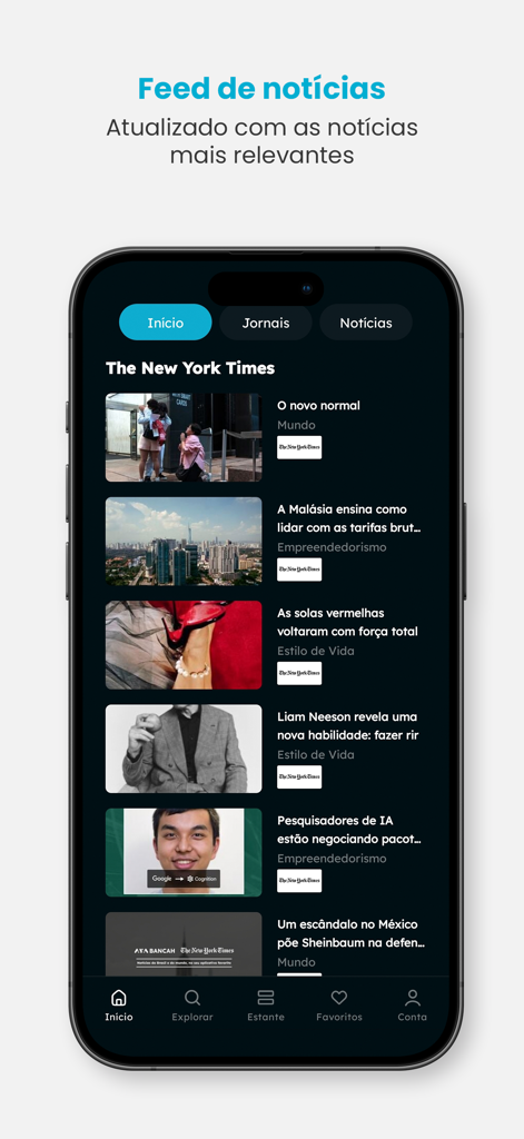 ニューヨーク・タイムズの記事を表示するAya Bancahのモバイルニュースフィード。
