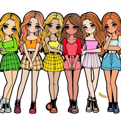 a group of girls realistic