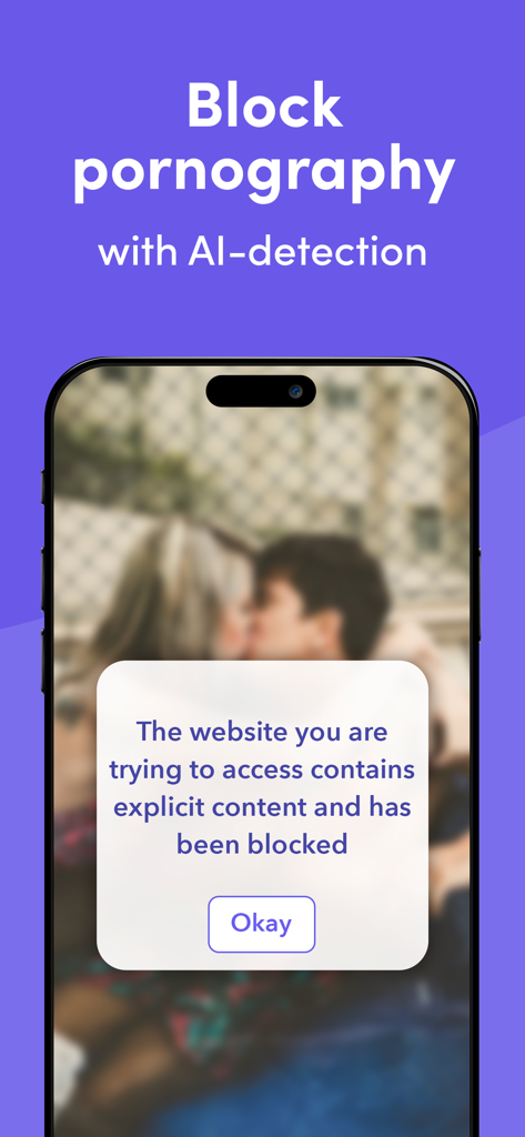 Canopy app blocking a website with explicit content using AI detection
