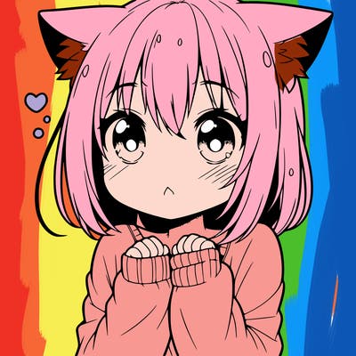 shy anime catgirl