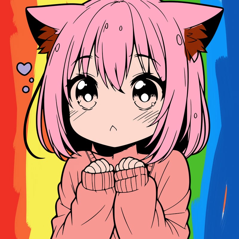 shy anime catgirl