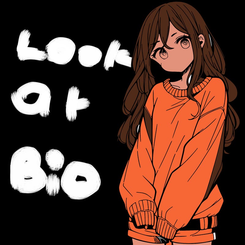 manga teen girl  in a sweater and baggy pants