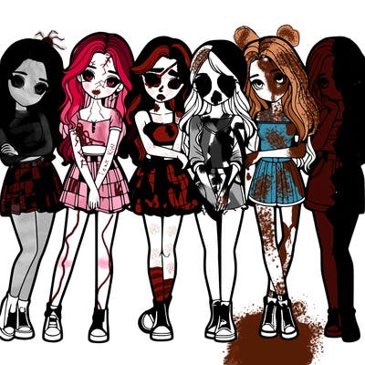 a group of girls realistic