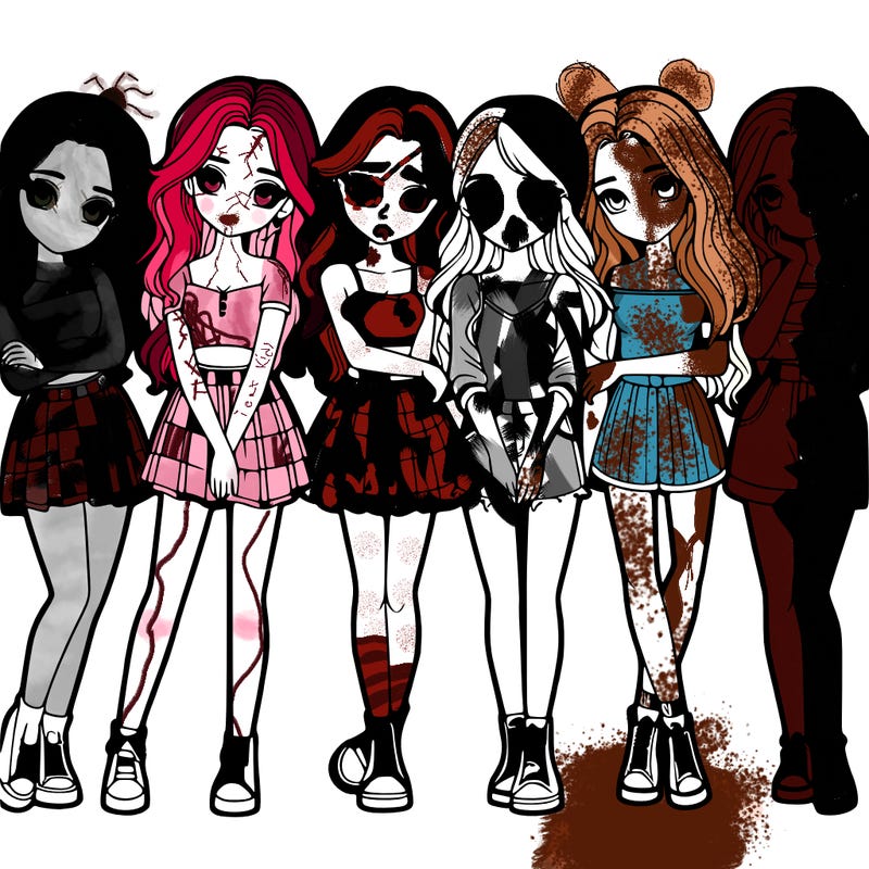 a group of girls realistic