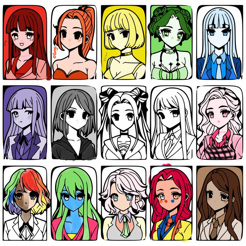 girls that look diffrent anime