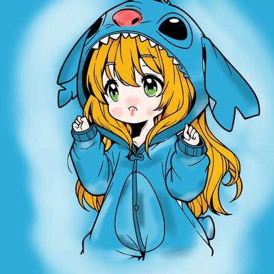anime girl in a stitch onsie